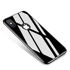 Handyhülle Hülle Luxus Aluminium Metall Rahmen Spiegel Tasche für Apple iPhone Xs Schwarz