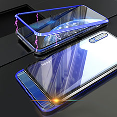 Handyhülle Hülle Luxus Aluminium Metall Rahmen Spiegel Tasche für Huawei Honor Magic 2 Blau