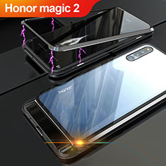 Handyhülle Hülle Luxus Aluminium Metall Rahmen Spiegel Tasche für Huawei Honor Magic 2 Schwarz