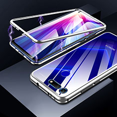 Handyhülle Hülle Luxus Aluminium Metall Rahmen Spiegel Tasche für Huawei Honor V20 Silber