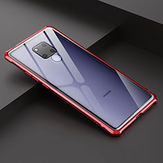Handyhülle Hülle Luxus Aluminium Metall Rahmen Spiegel Tasche für Huawei Mate 20 X Rot
