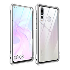 Handyhülle Hülle Luxus Aluminium Metall Rahmen Spiegel Tasche für Huawei Nova 4 Silber