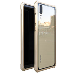 Handyhülle Hülle Luxus Aluminium Metall Rahmen Spiegel Tasche für Huawei P20 Gold