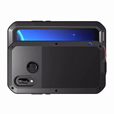 Handyhülle Hülle Luxus Aluminium Metall Rahmen Spiegel Tasche für Huawei P20 Lite Schwarz