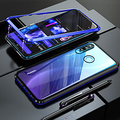 Handyhülle Hülle Luxus Aluminium Metall Rahmen Spiegel Tasche für Huawei P30 Lite Blau