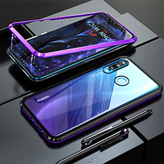 Handyhülle Hülle Luxus Aluminium Metall Rahmen Spiegel Tasche für Huawei P30 Lite New Edition Violett