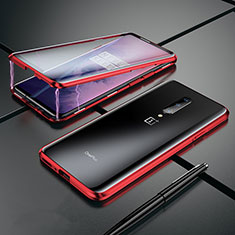Handyhülle Hülle Luxus Aluminium Metall Rahmen Spiegel Tasche für OnePlus 7 Pro Rot