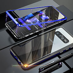 Handyhülle Hülle Luxus Aluminium Metall Rahmen Spiegel Tasche für Samsung Galaxy S10 5G Blau