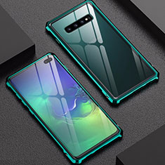 Handyhülle Hülle Luxus Aluminium Metall Rahmen Spiegel Tasche für Samsung Galaxy S10 Plus Grün