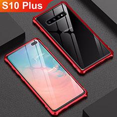 Handyhülle Hülle Luxus Aluminium Metall Rahmen Spiegel Tasche für Samsung Galaxy S10 Plus Rot