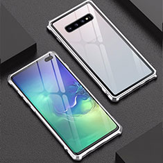 Handyhülle Hülle Luxus Aluminium Metall Rahmen Spiegel Tasche für Samsung Galaxy S10 Plus Silber