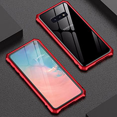 Handyhülle Hülle Luxus Aluminium Metall Rahmen Spiegel Tasche für Samsung Galaxy S10e Rot