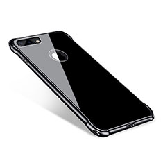 Handyhülle Hülle Luxus Aluminium Metall Rahmen Spiegel Tasche M01 für Apple iPhone 7 Plus Schwarz