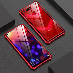 Handyhülle Hülle Luxus Aluminium Metall Rahmen Spiegel Tasche M01 für Huawei Honor V20 Rot