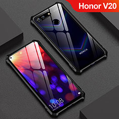 Handyhülle Hülle Luxus Aluminium Metall Rahmen Spiegel Tasche M01 für Huawei Honor View 20 Schwarz