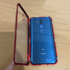 Handyhülle Hülle Luxus Aluminium Metall Rahmen Spiegel Tasche M01 für Huawei Mate 20 Lite Rot