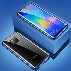 Handyhülle Hülle Luxus Aluminium Metall Rahmen Spiegel Tasche M01 für Huawei Mate 20 Pro Blau