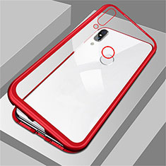 Handyhülle Hülle Luxus Aluminium Metall Rahmen Spiegel Tasche M01 für Huawei P Smart (2019) Rot