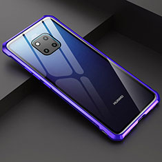 Handyhülle Hülle Luxus Aluminium Metall Rahmen Spiegel Tasche M03 für Huawei Mate 20 Pro Blau