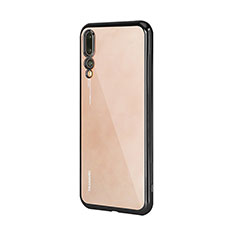 Handyhülle Hülle Luxus Aluminium Metall Rahmen Spiegel Tasche M04 für Huawei P20 Pro Schwarz