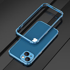 Handyhülle Hülle Luxus Aluminium Metall Rahmen Tasche A01 für Apple iPhone 13 Blau