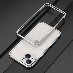Handyhülle Hülle Luxus Aluminium Metall Rahmen Tasche A01 für Apple iPhone 13 Mini Silber