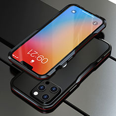 Handyhülle Hülle Luxus Aluminium Metall Rahmen Tasche A01 für Apple iPhone 13 Pro Rot und Schwarz