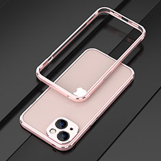 Handyhülle Hülle Luxus Aluminium Metall Rahmen Tasche A01 für Apple iPhone 13 Rosegold