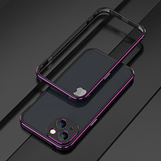 Handyhülle Hülle Luxus Aluminium Metall Rahmen Tasche A01 für Apple iPhone 13 Violett