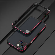 Handyhülle Hülle Luxus Aluminium Metall Rahmen Tasche A01 für Apple iPhone 14 Plus Rot und Schwarz