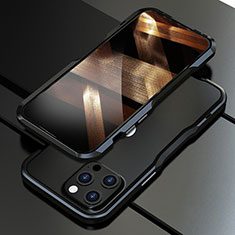Handyhülle Hülle Luxus Aluminium Metall Rahmen Tasche A01 für Apple iPhone 14 Pro Max Schwarz