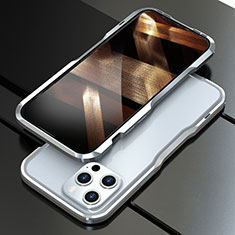 Handyhülle Hülle Luxus Aluminium Metall Rahmen Tasche A01 für Apple iPhone 14 Pro Max Silber