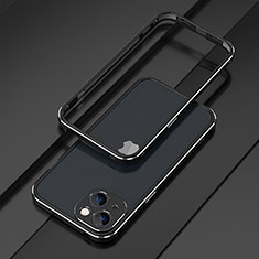 Handyhülle Hülle Luxus Aluminium Metall Rahmen Tasche A01 für Apple iPhone 15 Plus Silber und Schwarz