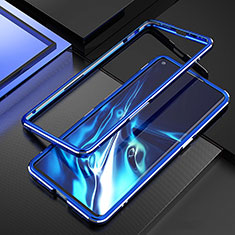 Handyhülle Hülle Luxus Aluminium Metall Rahmen Tasche A01 für Oppo Find X2 Neo Blau