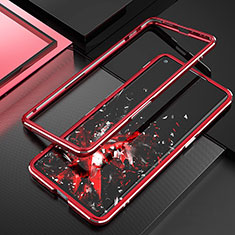 Handyhülle Hülle Luxus Aluminium Metall Rahmen Tasche A01 für Oppo Find X2 Neo Rot