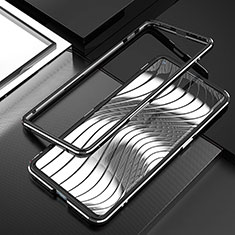 Handyhülle Hülle Luxus Aluminium Metall Rahmen Tasche A01 für Oppo Find X2 Neo Schwarz