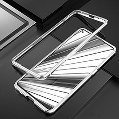 Handyhülle Hülle Luxus Aluminium Metall Rahmen Tasche A01 für Oppo Find X2 Neo Silber