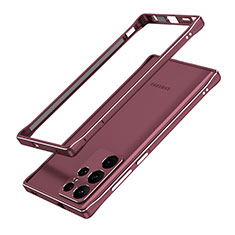 Handyhülle Hülle Luxus Aluminium Metall Rahmen Tasche A01 für Samsung Galaxy S21 Ultra 5G Fuchsie