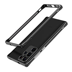 Handyhülle Hülle Luxus Aluminium Metall Rahmen Tasche A01 für Samsung Galaxy S21 Ultra 5G Schwarz
