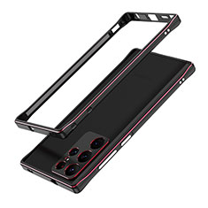 Handyhülle Hülle Luxus Aluminium Metall Rahmen Tasche A01 für Samsung Galaxy S22 Ultra 5G Rot und Schwarz