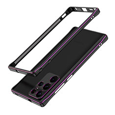 Handyhülle Hülle Luxus Aluminium Metall Rahmen Tasche A01 für Samsung Galaxy S22 Ultra 5G Violett