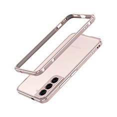 Handyhülle Hülle Luxus Aluminium Metall Rahmen Tasche A01 für Samsung Galaxy S24 5G Rosegold