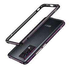 Handyhülle Hülle Luxus Aluminium Metall Rahmen Tasche A01 für Vivo iQOO 8 Pro 5G Violett
