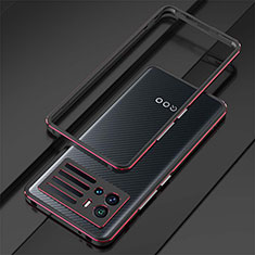 Handyhülle Hülle Luxus Aluminium Metall Rahmen Tasche A01 für Vivo iQOO 9 5G Rot und Schwarz