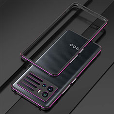Handyhülle Hülle Luxus Aluminium Metall Rahmen Tasche A01 für Vivo iQOO 9 5G Violett