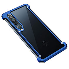 Handyhülle Hülle Luxus Aluminium Metall Rahmen Tasche A01 für Xiaomi Mi 10 Blau