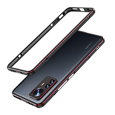 Handyhülle Hülle Luxus Aluminium Metall Rahmen Tasche A01 für Xiaomi Mi 12S 5G Rot und Schwarz