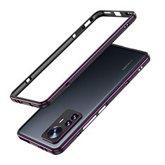 Handyhülle Hülle Luxus Aluminium Metall Rahmen Tasche A01 für Xiaomi Mi 12S 5G Violett