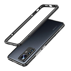 Handyhülle Hülle Luxus Aluminium Metall Rahmen Tasche A01 für Xiaomi Mi 12X 5G Schwarz