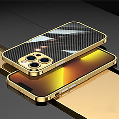 Handyhülle Hülle Luxus Aluminium Metall Rahmen Tasche A02 für Apple iPhone 13 Pro Gold